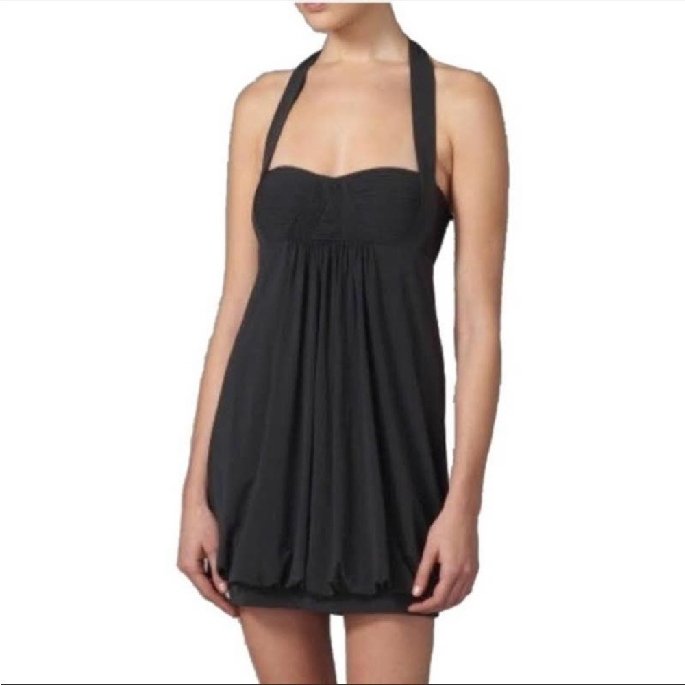 EUC - BCBGMAXAZRIA Black Halter Bubble Hem Dress, size XXS